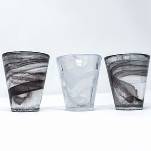 Kosta Boda Ulrica Hydman-Vallien Art Glass Tumblers Set 3 Swedish Handblown